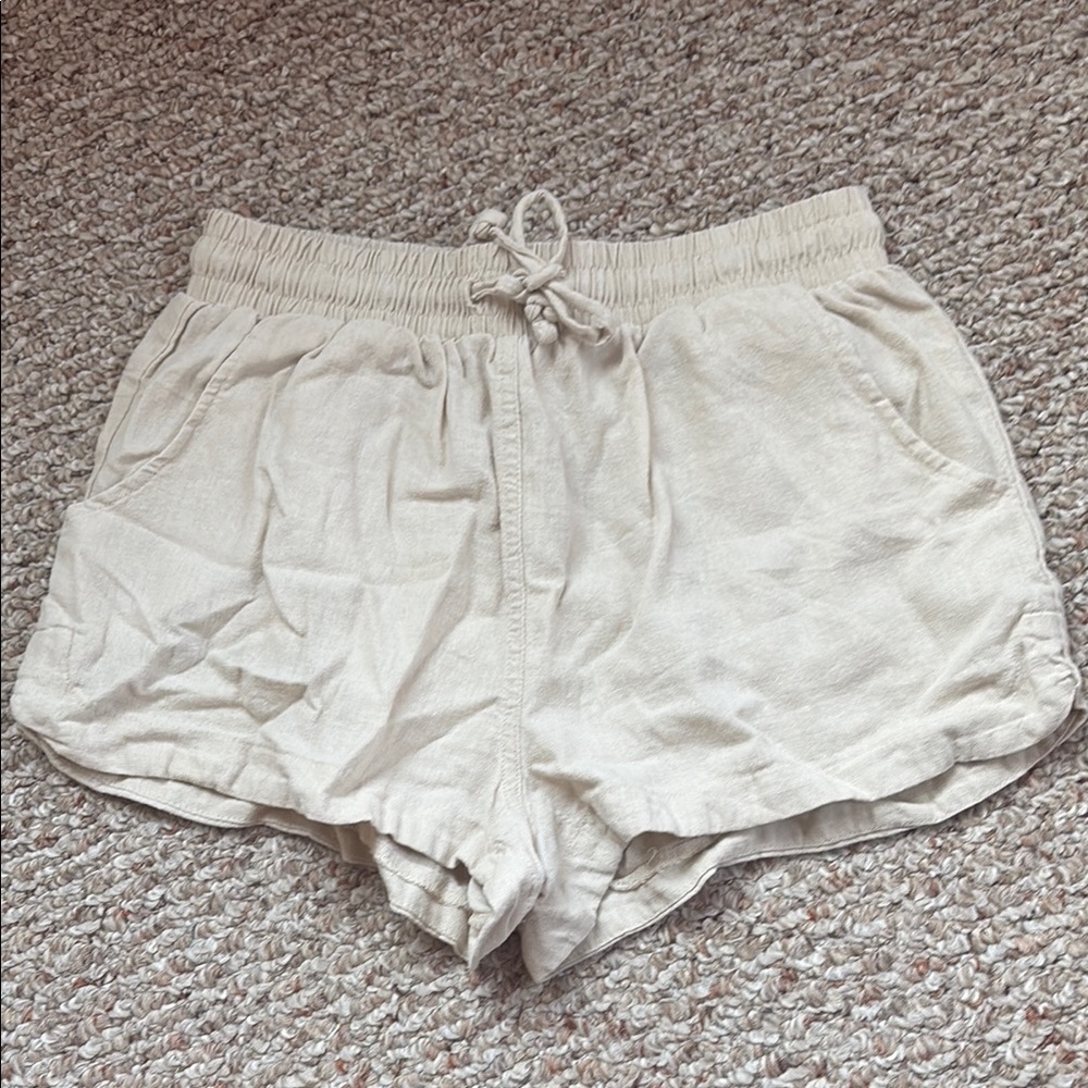 Charlotte Russe Cream Athletic Shorts with Elastic Waistband